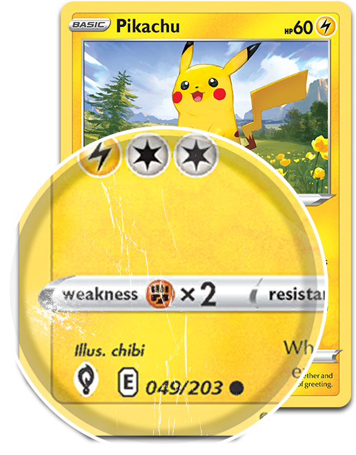 Example of card scuffing imperfection